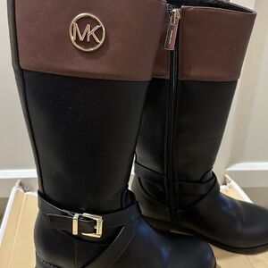Leather Michael Kors Girls Riding Boots Size 13 Black/ Brown, like new